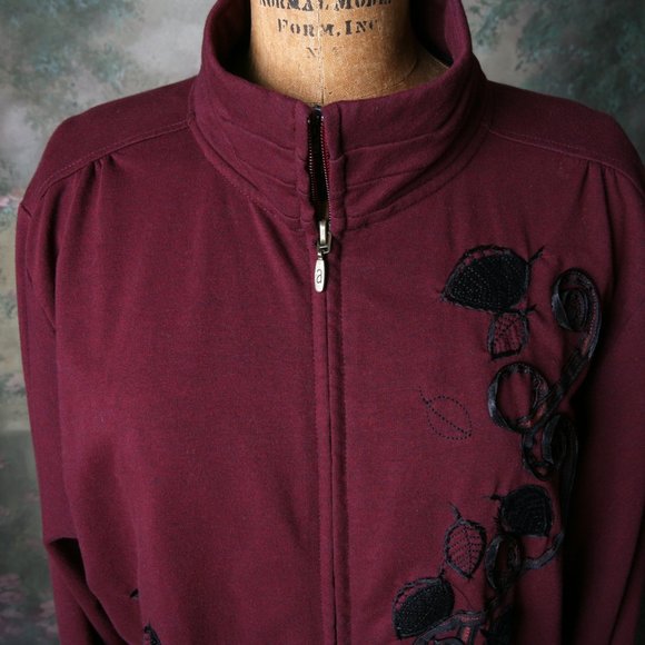 Artisans Apparel Jacket Maroon Black Embroidery LG - Picture 6 of 11